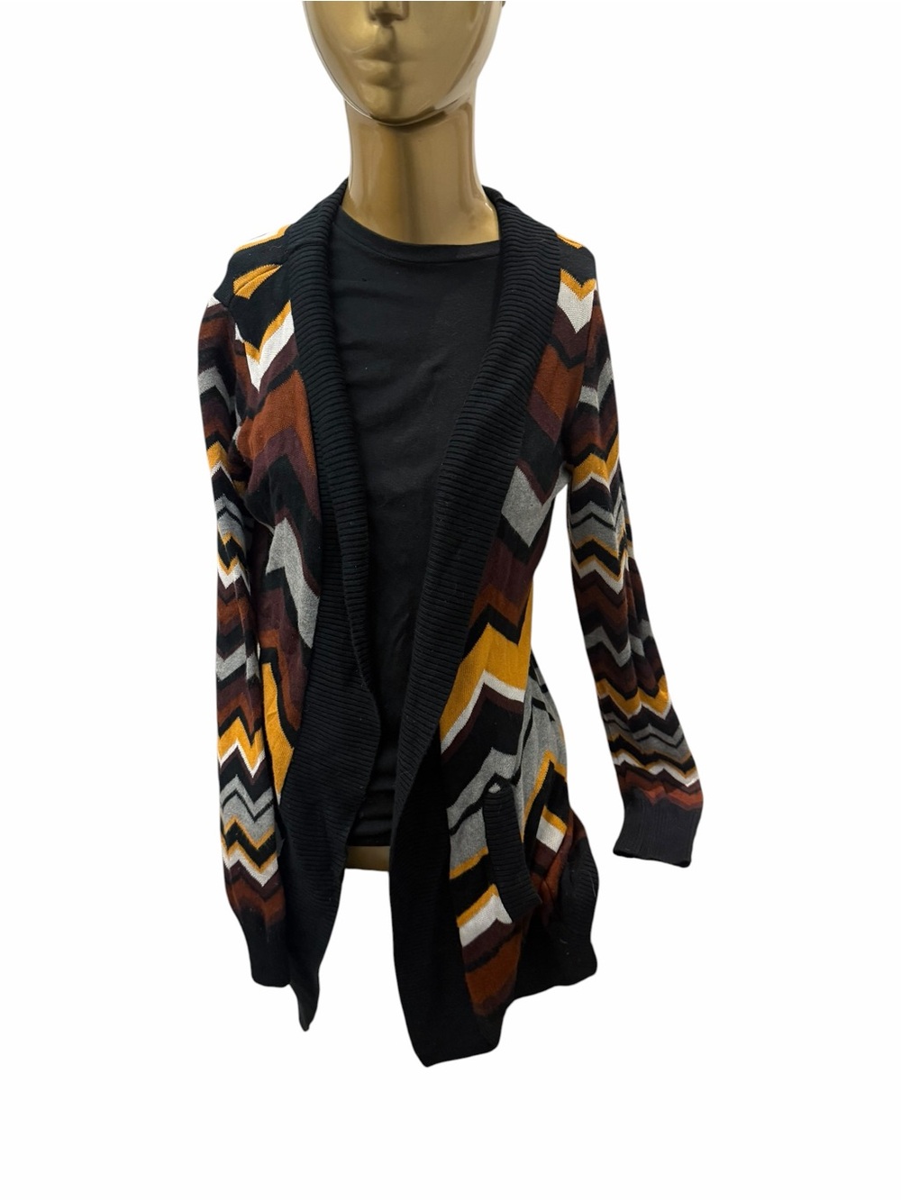 Missoni Target Open-Front Cardigan Sweater - Black, Mustard & Brown small